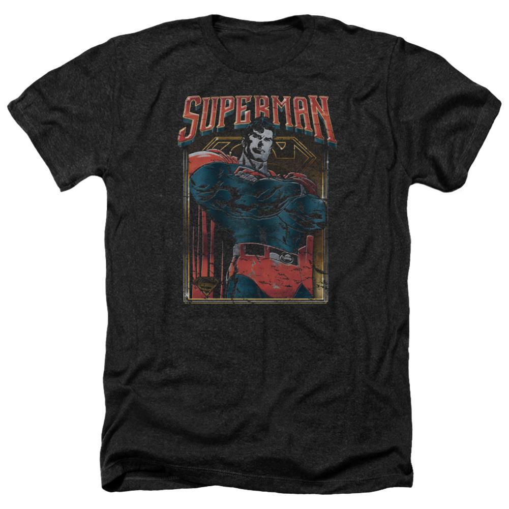 Superman Head Bang Men's 30/1 Heather 60 40 Poly SS T