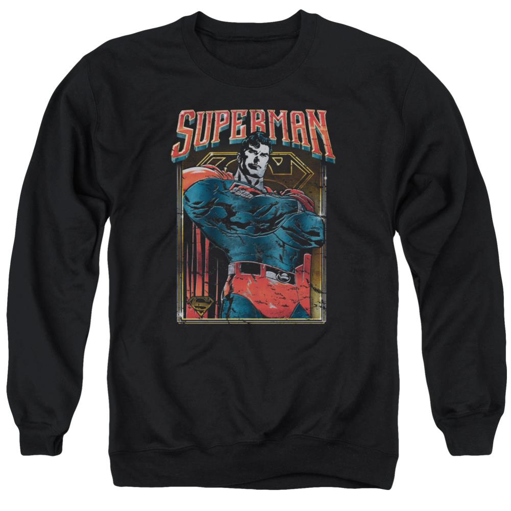 Superman Head Bang Men's Crewneck 50 50 Poly LS T