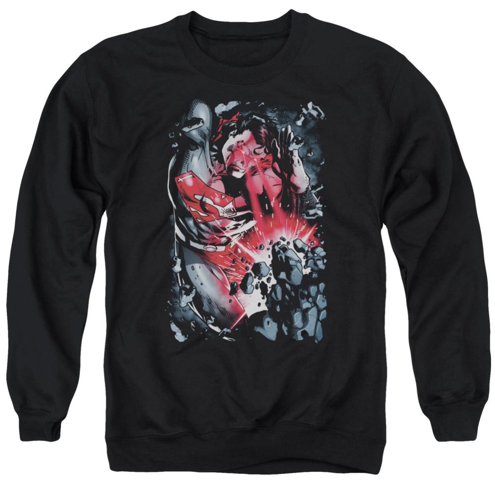 Superman Heat Blast Men's Crewneck 50 50 Poly LS T