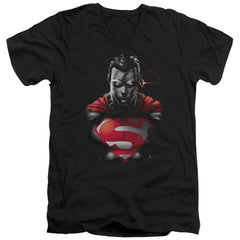 Superman Heat Vision Charged Men's 30/1 Cotton Slim V-Neck T