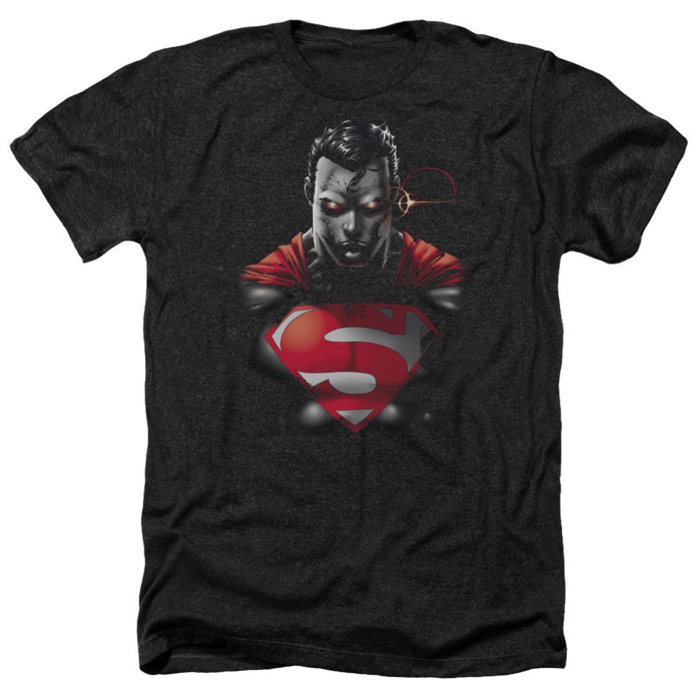 Superman Heat Vision Charged Men's 30/1 Heather 60 40 Poly SS T