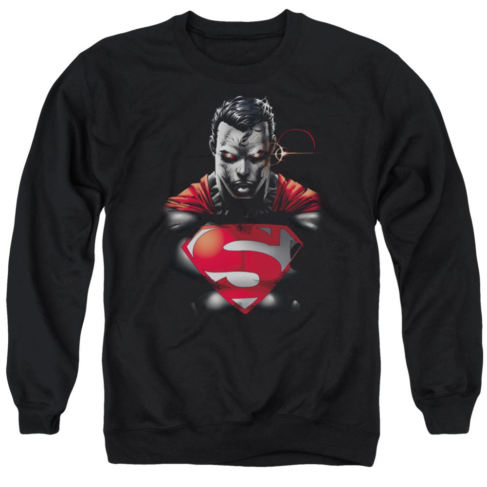Superman Heat Vision Charged Men's Crewneck 50 50 Poly LS T