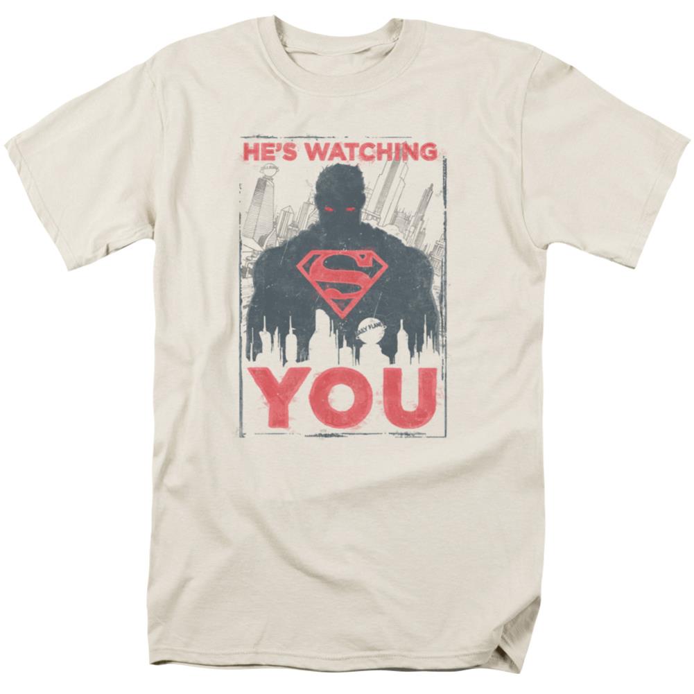Superman Hes Watching You Men's 18/1 Cotton SS T