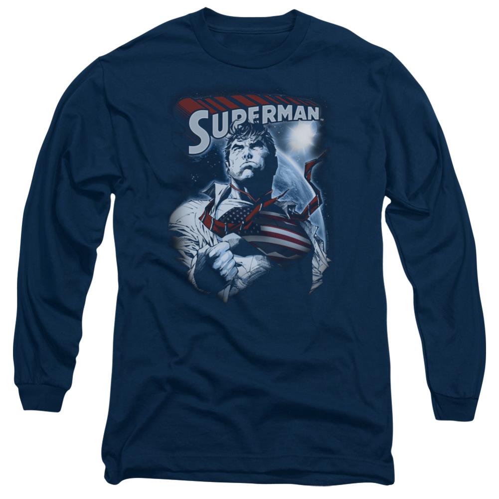Superman Honor And Protect Men's 18/1 Cotton LS T