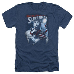 Superman Honor And Protect Men's 30/1 Heather 60 40 Poly SS T