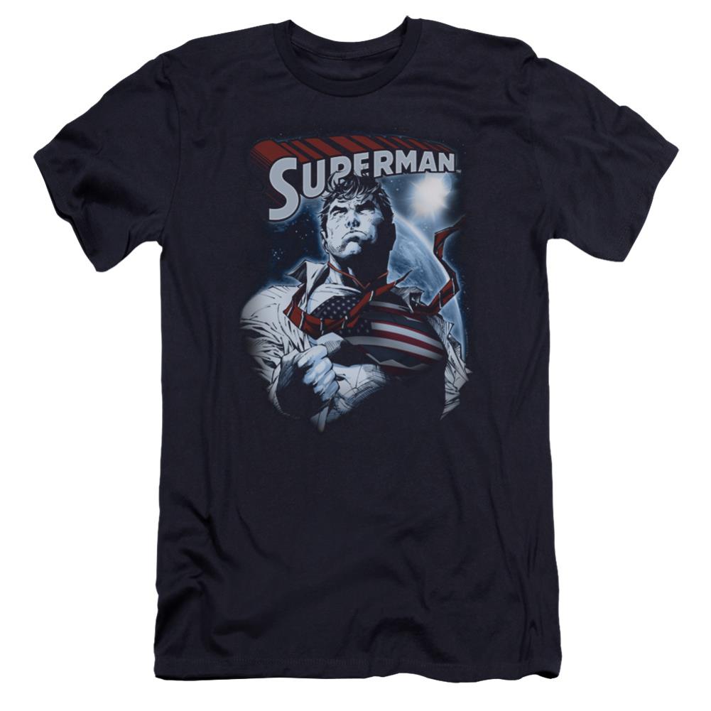Superman Honor And Protect Men's Ultra-Soft 30/1 Cotton Slim SS T