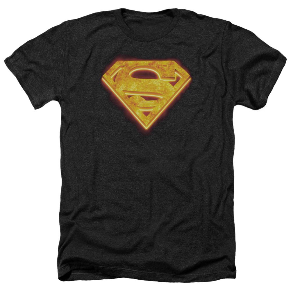 Superman Hot Steel Shield Men's 30/1 Heather 60 40 Poly SS T