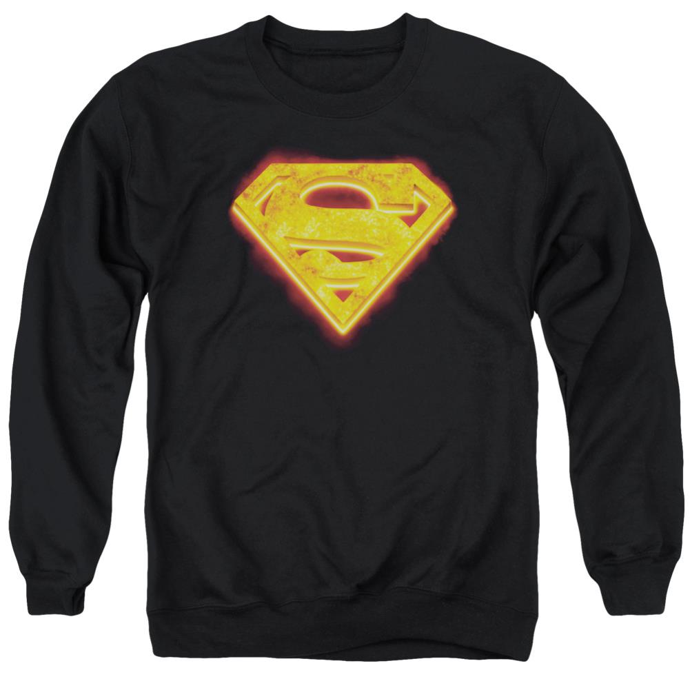 Superman Hot Steel Shield Men's Crewneck 50 50 Poly LS T