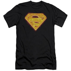 Superman Hot Steel Shield Men's Ultra-Soft 30/1 Cotton Slim SS T
