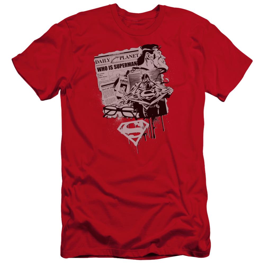 Superman Identity Men's Ultra-Soft 30/1 Cotton Slim SS T