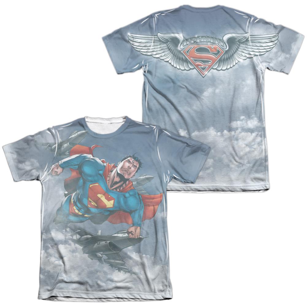 Superman In Formation (Front/Back Print) Men's Regular Fit Poly Cotton SS T