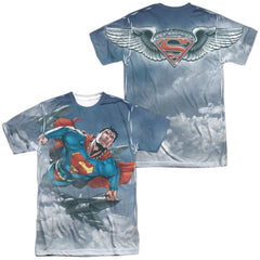 Superman In Formation (Front/Back Print) Men's Regular Fit Polyester SS T