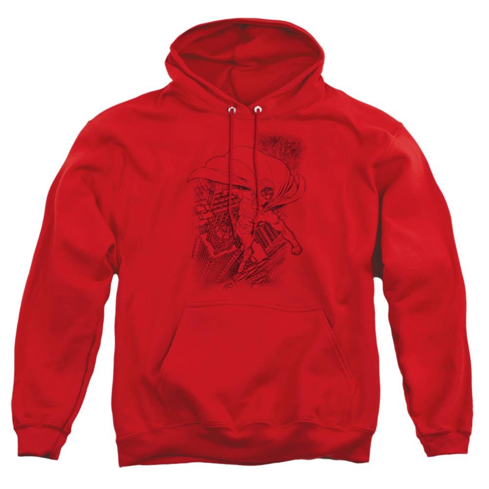 Superman In The City Men's Pull-Over 75 25 Poly Hoodie