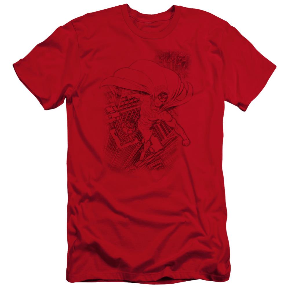 Superman In The City Men's Ultra-Soft 30/1 Cotton Slim SS T