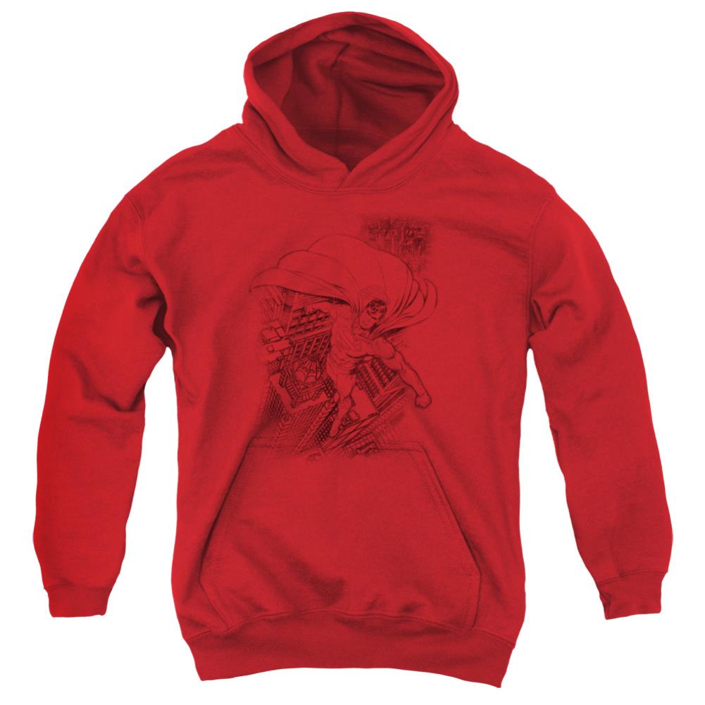 Superman In The City Youth Cotton Poly Pull-Over Hoodie