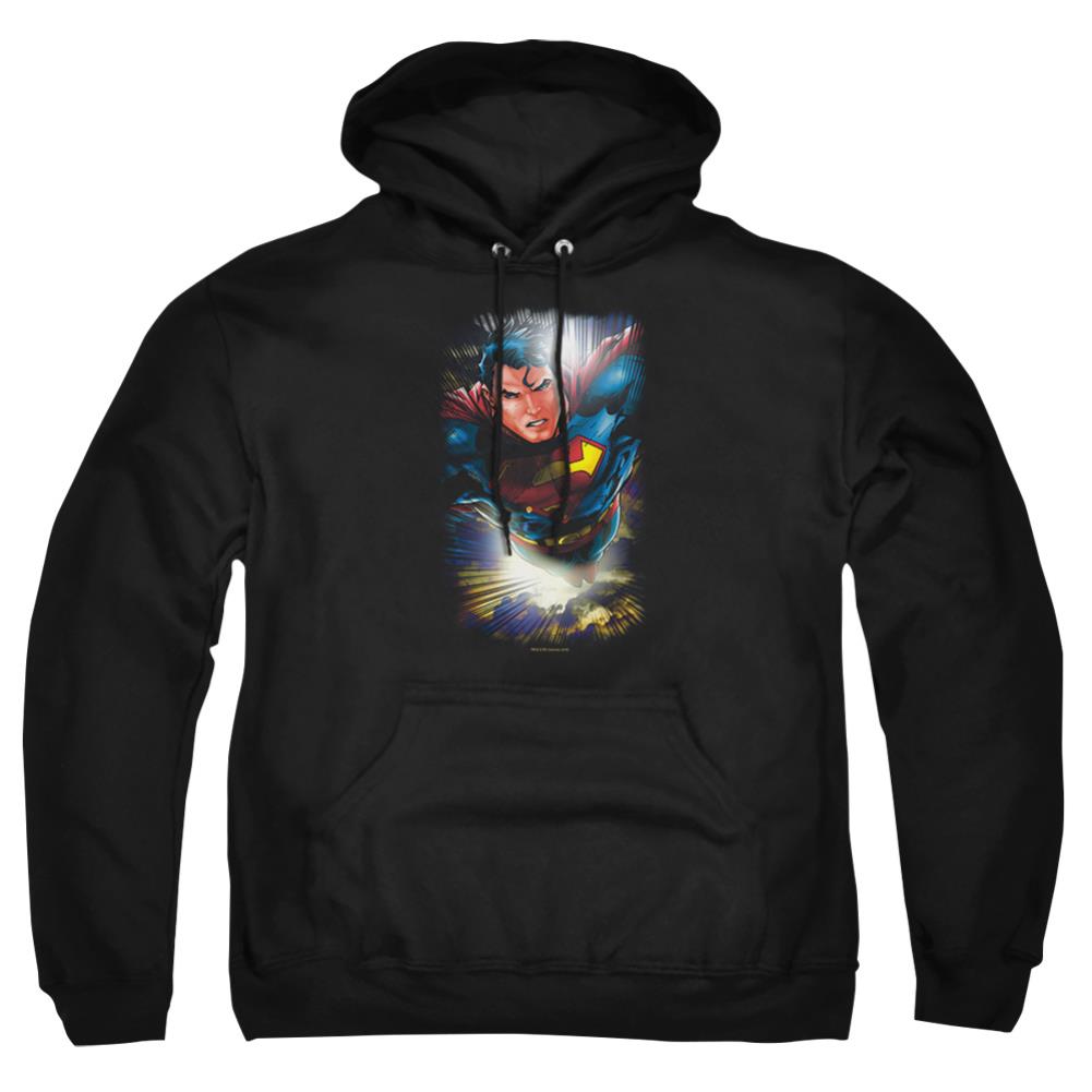 Superman In The Sky Men's Pull-Over 75 25 Poly Hoodie