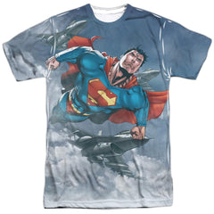 Superman In The Sky Men's Regular Fit Polyester SS T