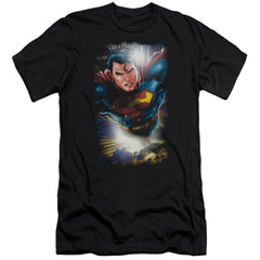 Superman In The Sky Men's Ultra-Soft 30/1 Cotton Slim SS T