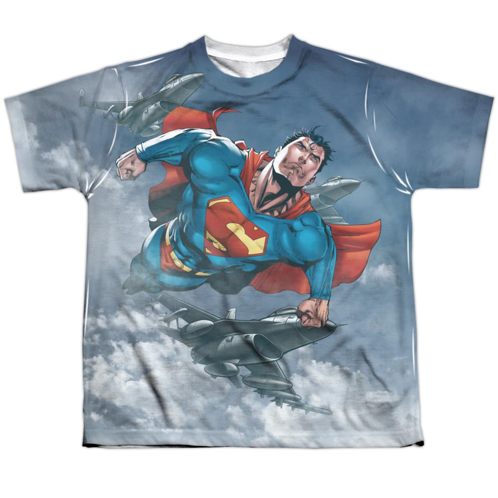 Superman In The Sky Youth Regular Fit Poly SS T