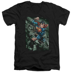 Superman Indestructible Men's 30/1 Cotton Slim V-Neck T