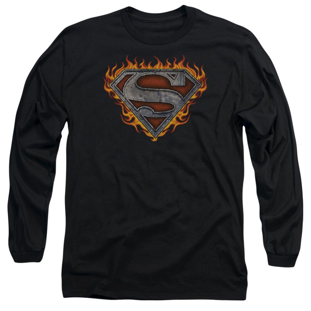 Superman Iron Fire Shield Men's 18/1 Cotton LS T