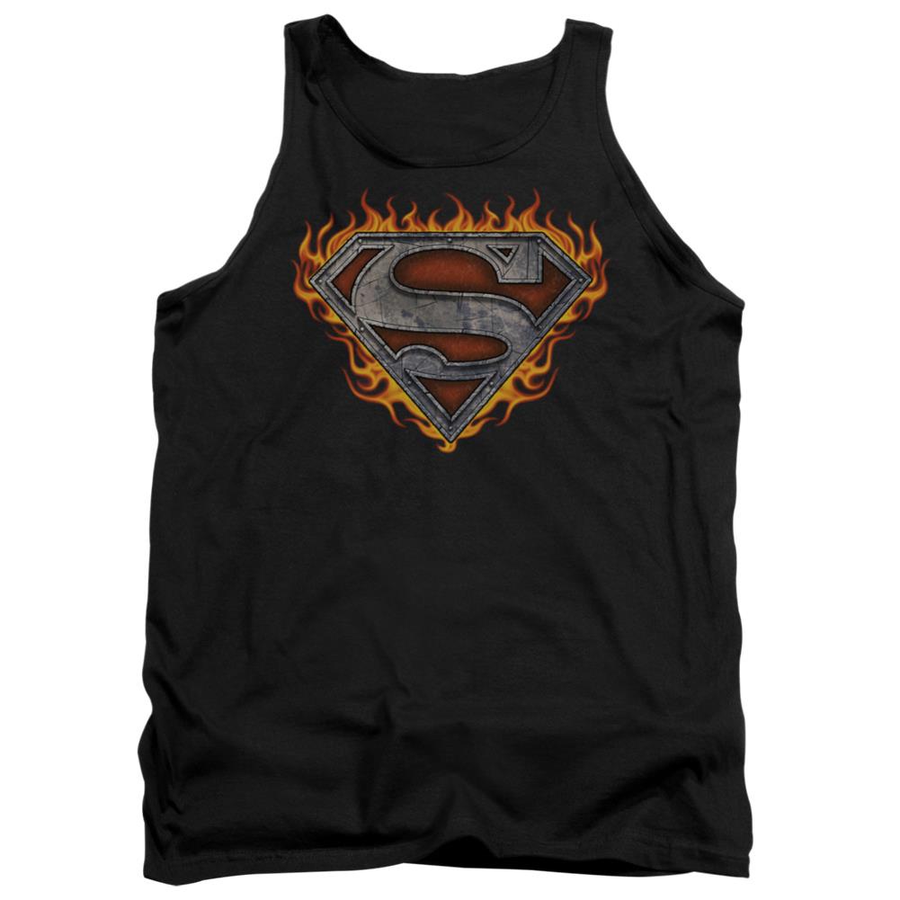 Superman Iron Fire Shield Men's 18/1 Cotton Tank Top