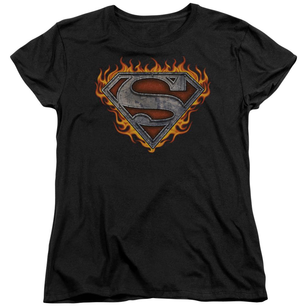 Superman Iron Fire Shield Women's 18/1 Cotton SS T