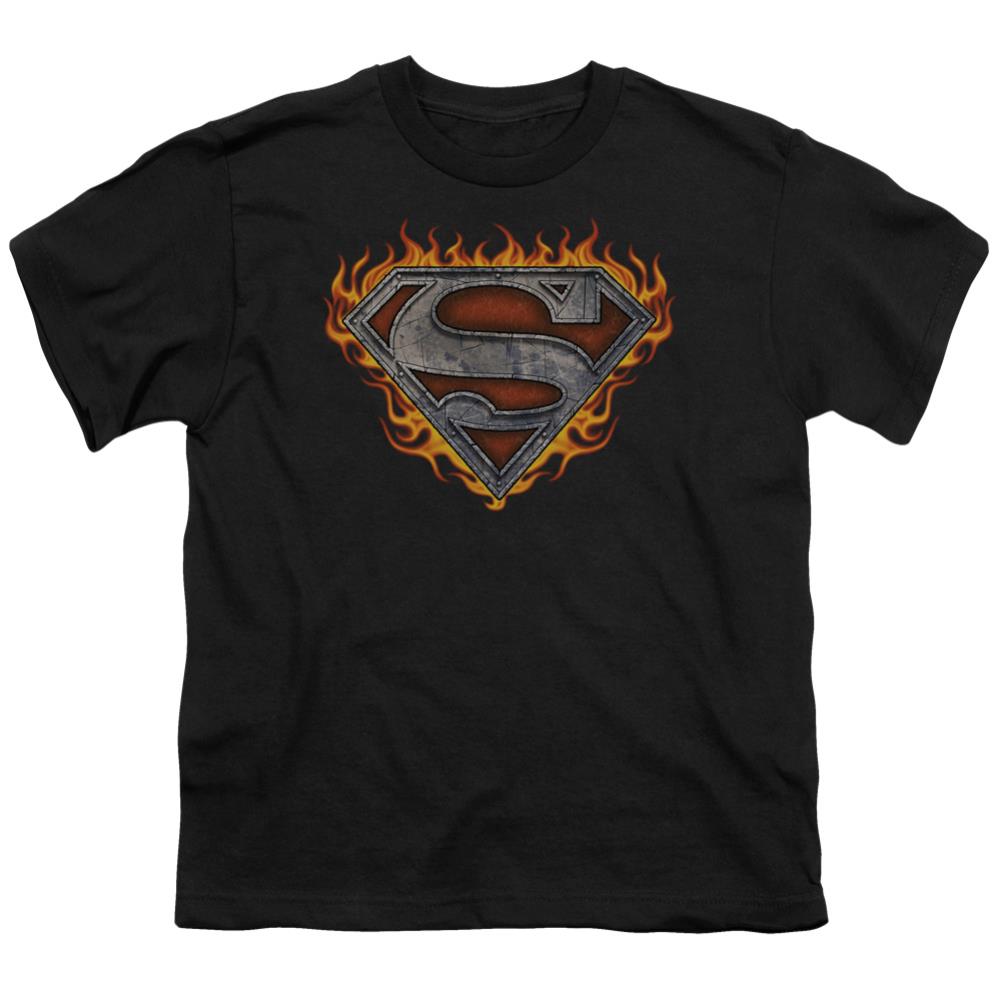 Superman Iron Fire Shield Youth 18/1 100% Cotton SS T