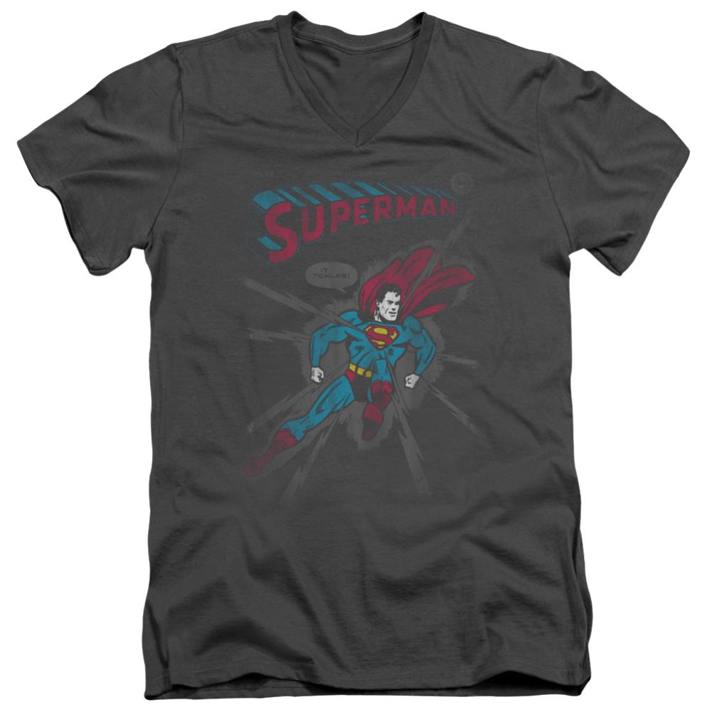 Superman It Tickles Men's 30/1 Cotton Slim V-Neck T