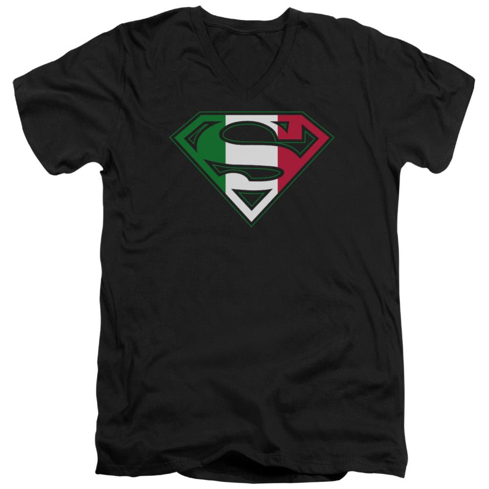 Superman Italian Shield Men's 30/1 Cotton Slim V-Neck T