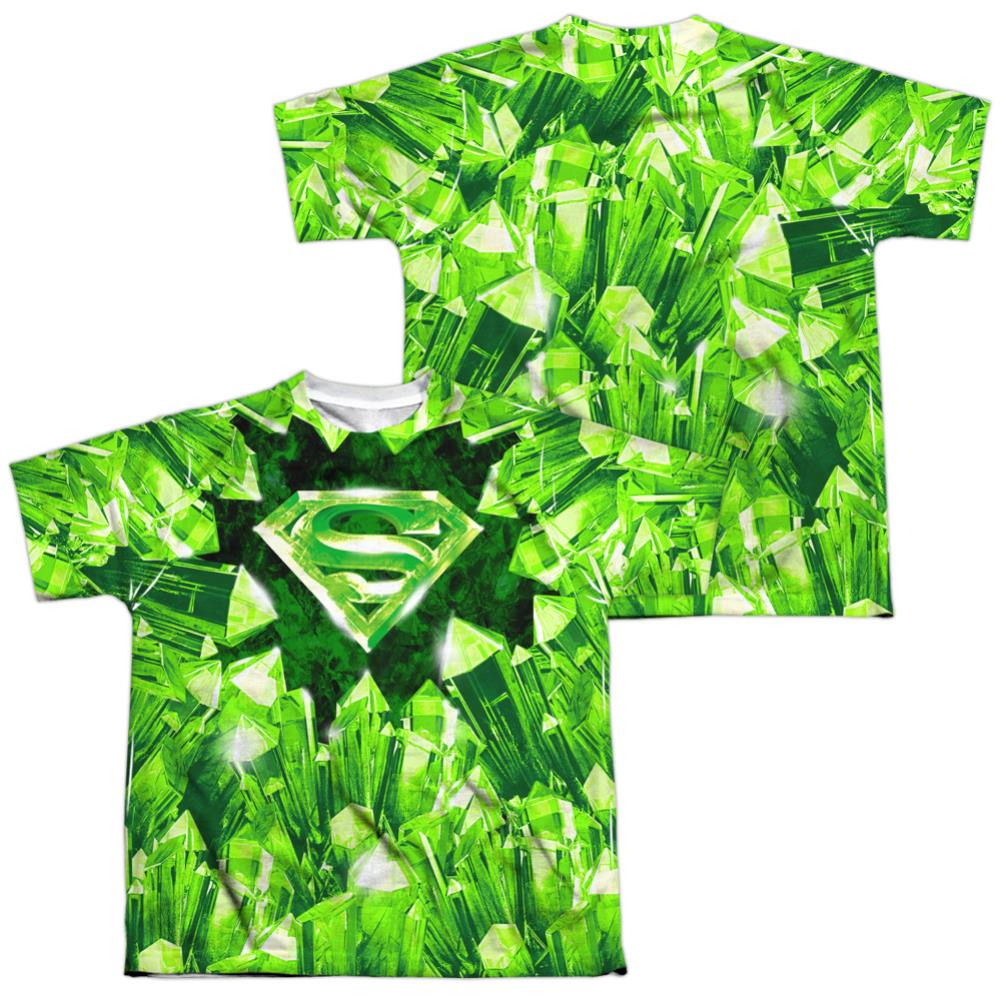 Superman Kryptonite Shield (Front/Back Print) Youth Regular Fit Poly SS T