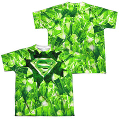 Superman Kryptonite Shield (Front/Back Print) Youth Regular Fit Poly SS T
