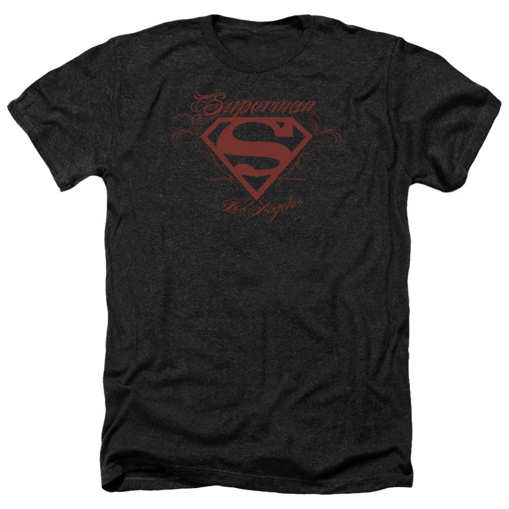 Superman La Men's 30/1 Heather 60 40 Poly SS T