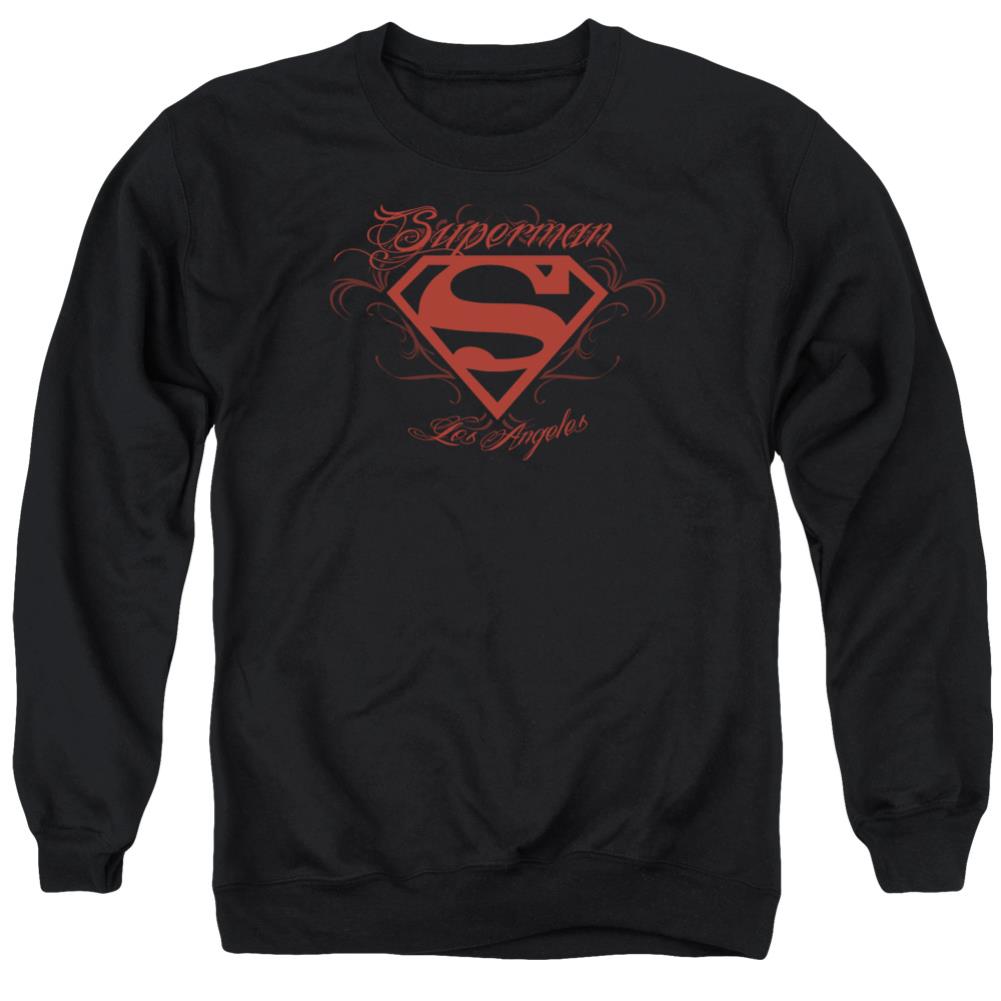 Superman La Men's Crewneck 50 50 Poly LS T