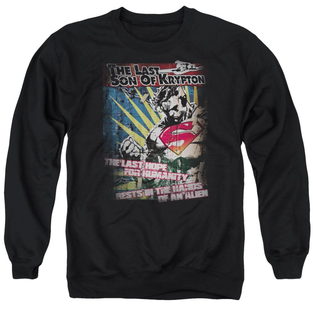 Superman Last Hope Men's Crewneck 50 50 Poly LS T