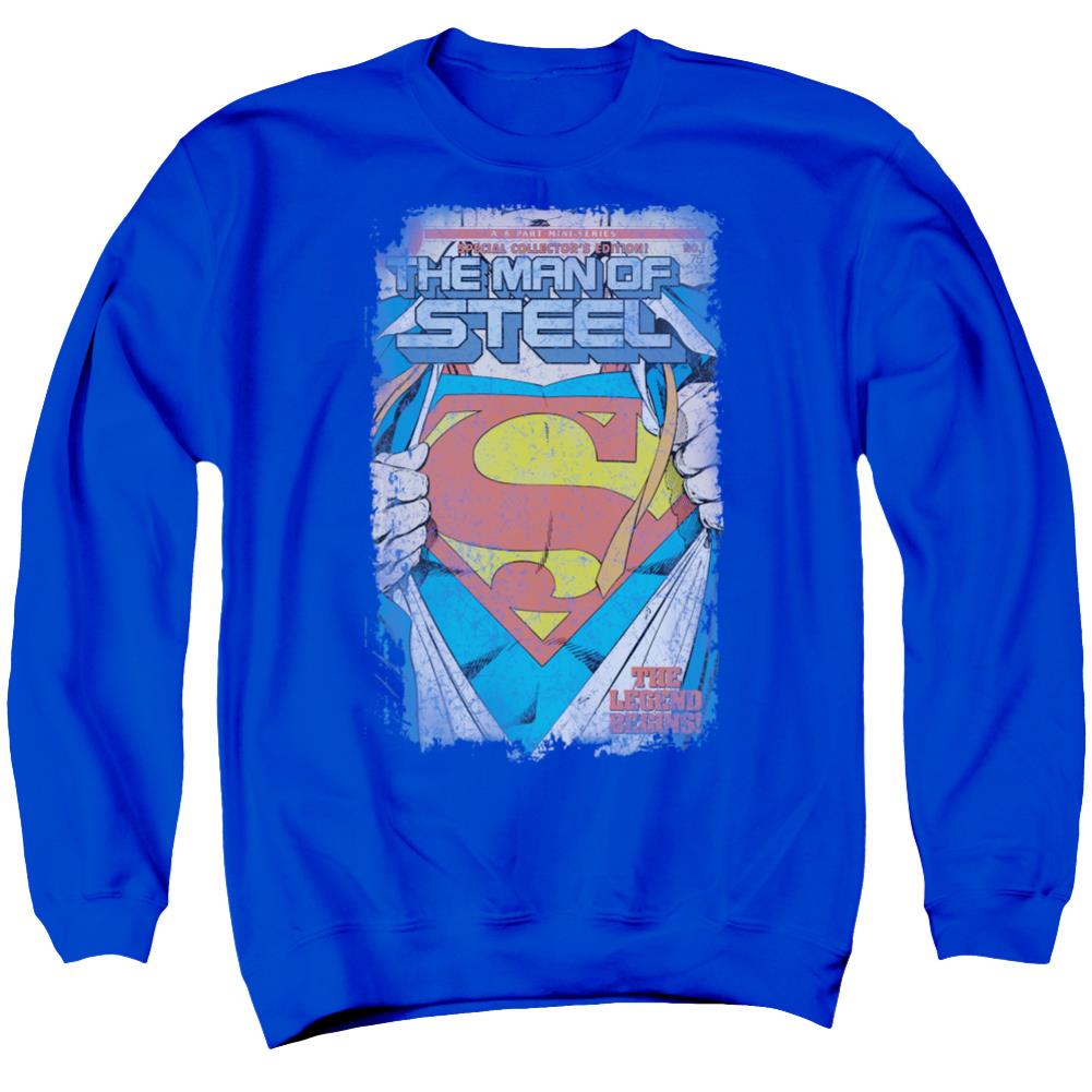 Superman Legendary Men's Crewneck 50 50 Poly LS T