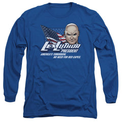 Superman Lex For President Men's 18/1 Cotton LS T