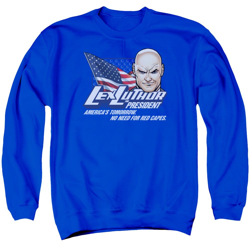 Superman Lex For President Men's Crewneck 50 50 Poly LS T