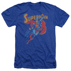 Superman Life Like Action Men's 30/1 Heather 60 40 Poly SS T