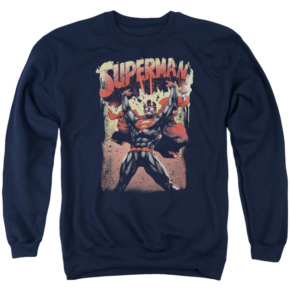 Superman Lift Up Men's Crewneck 50 50 Poly LS T