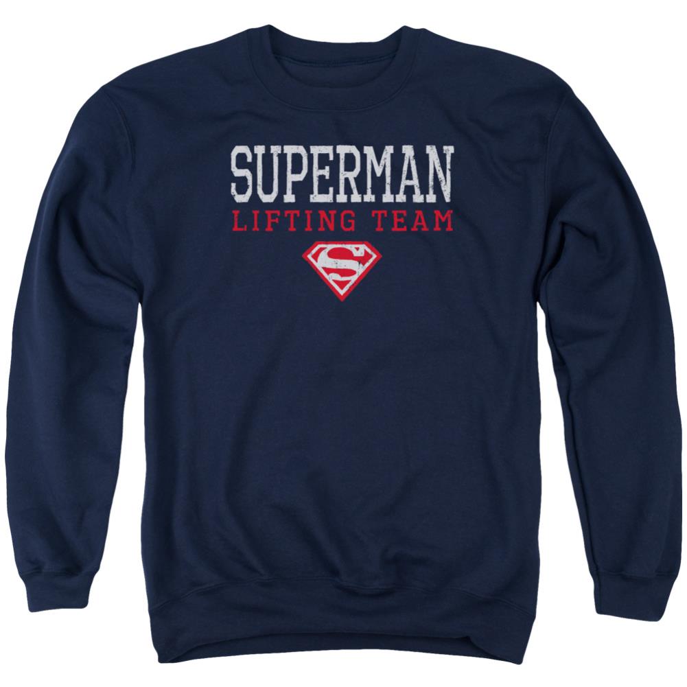 Superman Lifting Team Men's Crewneck 50 50 Poly LS T