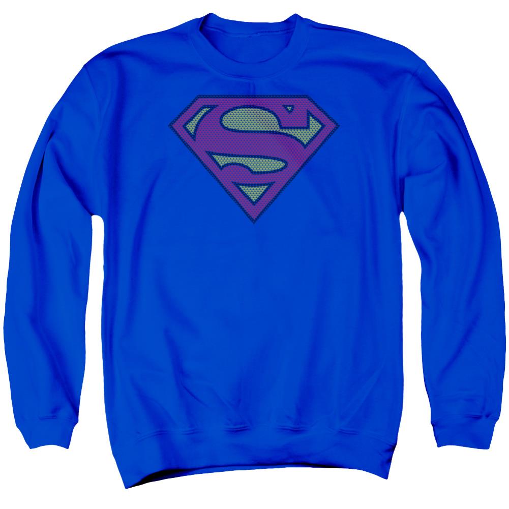 Superman Little Logos Men's Crewneck 50 50 Poly LS T