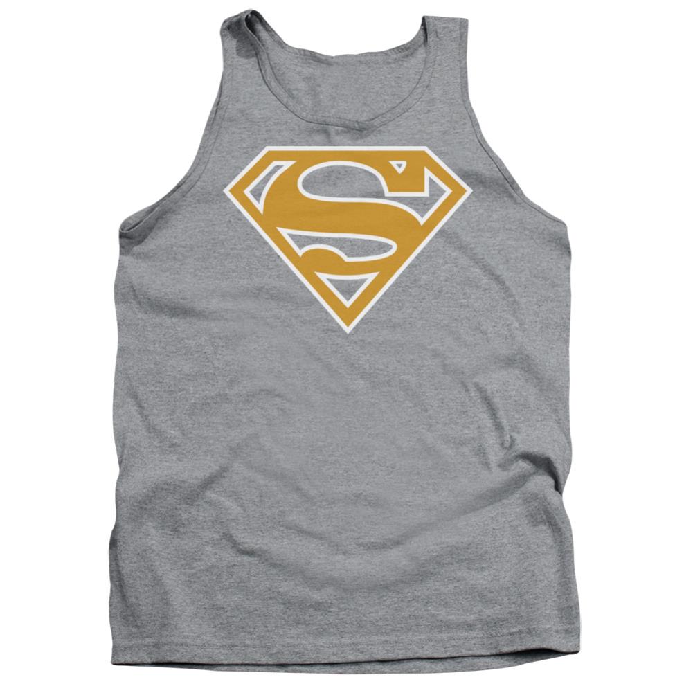Superman Lt Orange & White Shield Men's 18/1 Cotton Tank Top