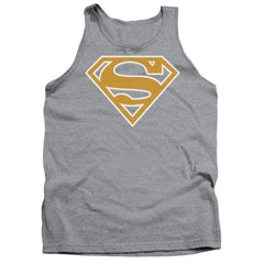 Superman Lt Orange & White Shield Men's 18/1 Cotton Tank Top