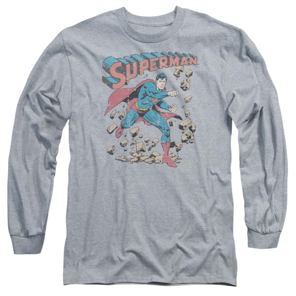 Superman Mad At Rocks Men's 18/1 Cotton LS T