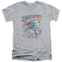 Superman Mad At Rocks Men's 30/1 Cotton Slim V-Neck T