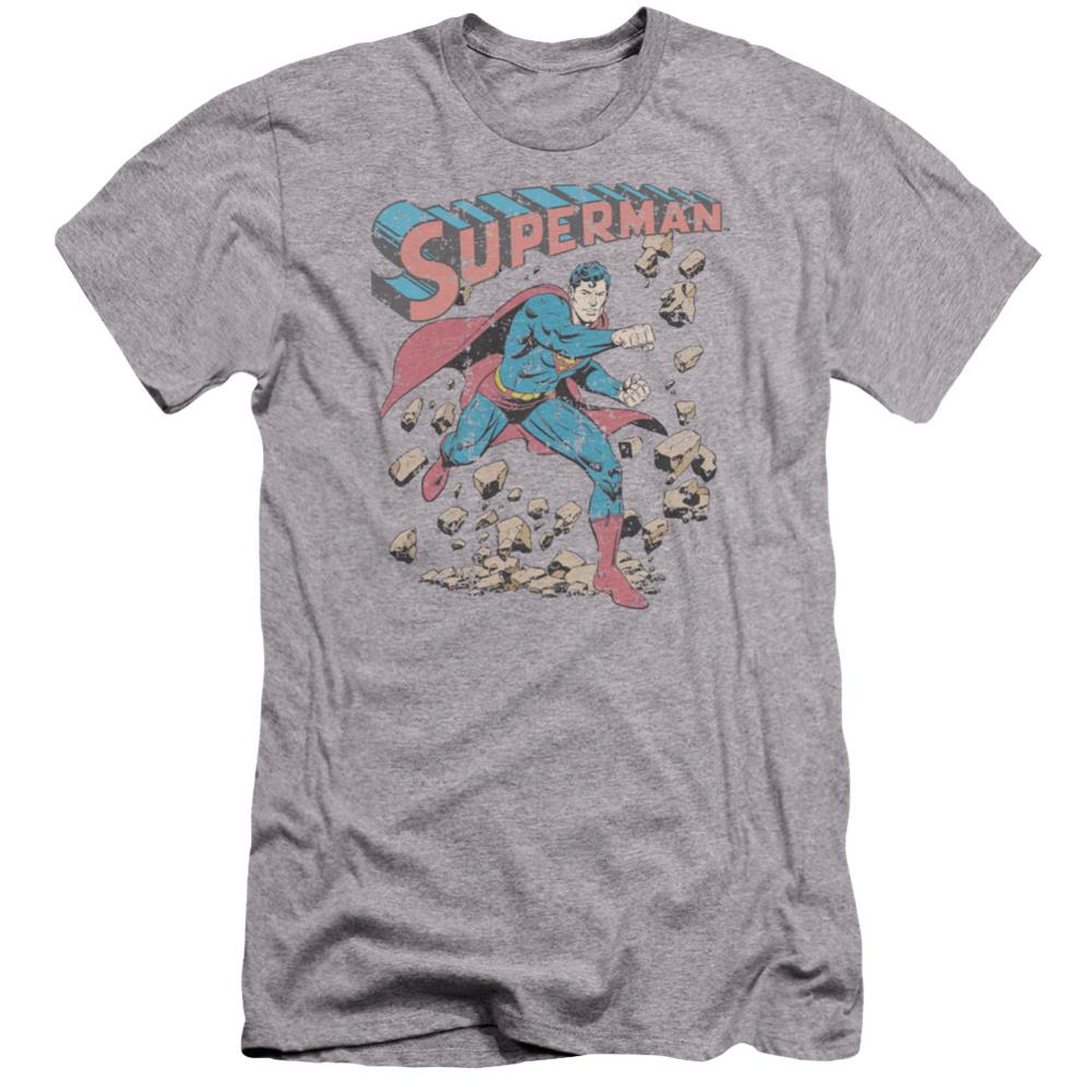 Superman Mad At Rocks Men's Ultra-Soft 30/1 Cotton Slim SS T