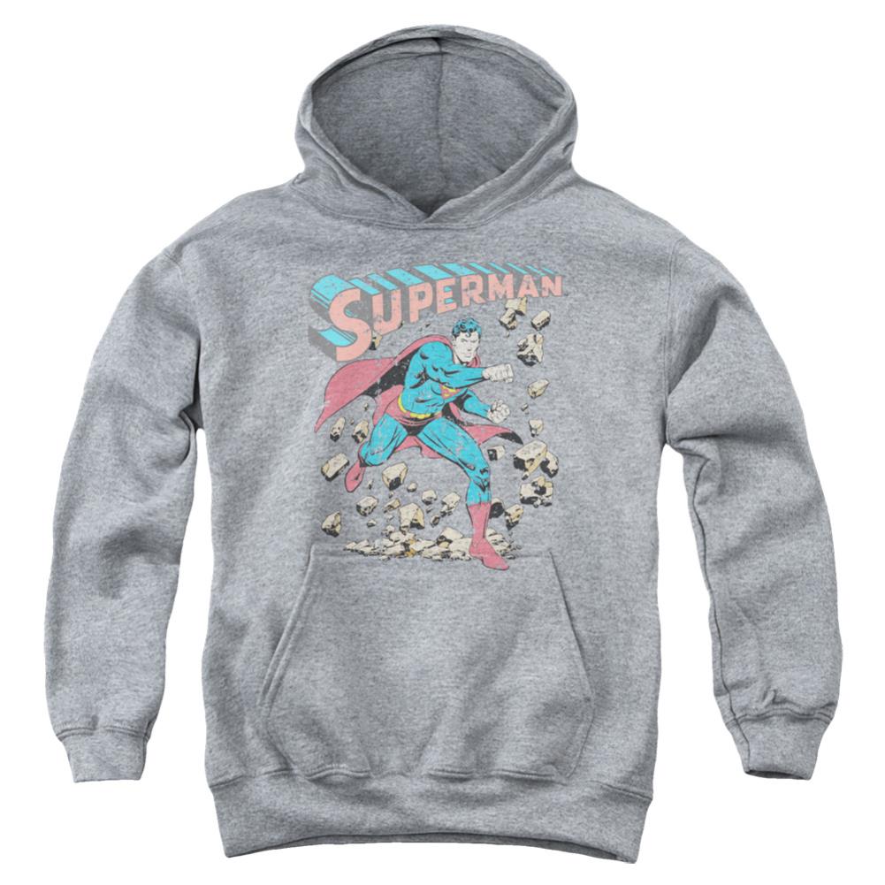 Superman Mad At Rocks Youth Cotton Poly Pull-Over Hoodie