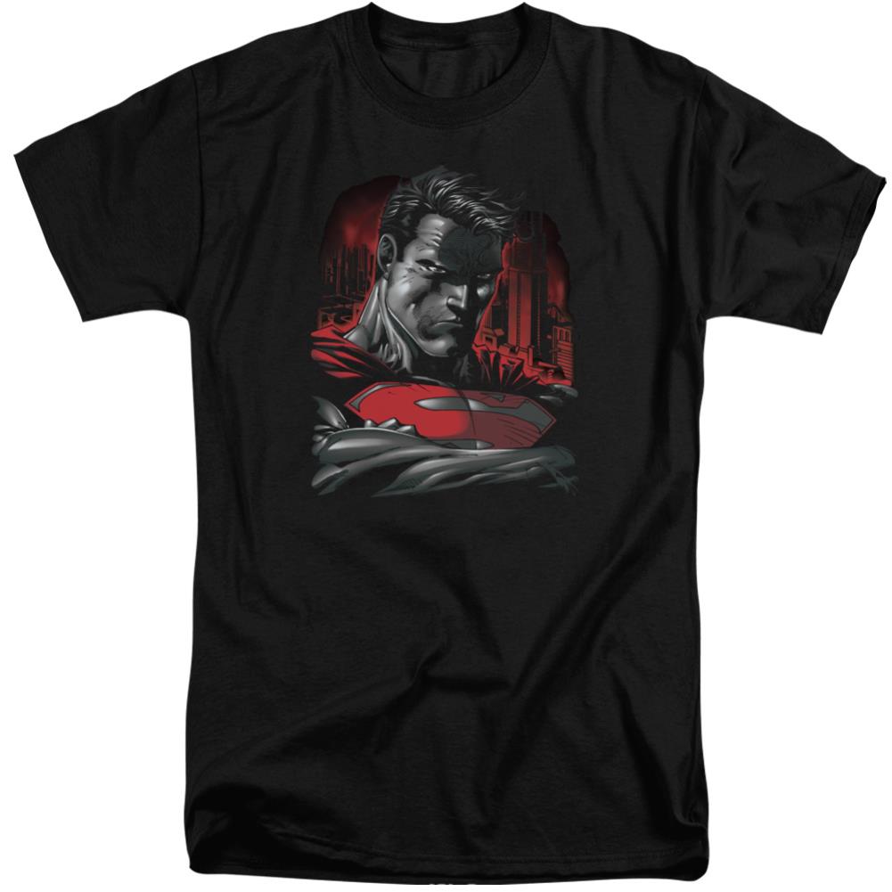Superman Man Of Steel Men's 18/1 Tall Cotton SS T