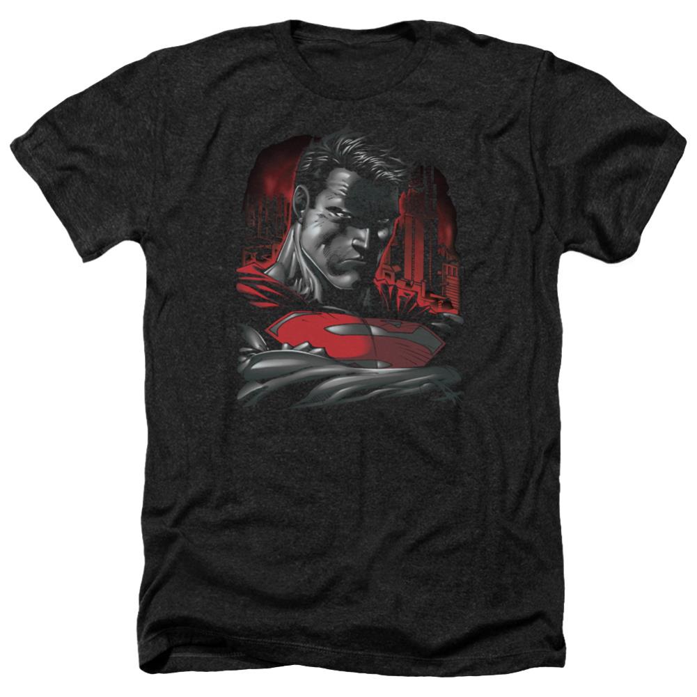 Superman Man Of Steel Men's 30/1 Heather 60 40 Poly SS T